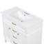 Meuble-lavabo 36 po avec lavabo, meuble autoportant blanc avec cuve en céramique, cadre en bois aggloméré et en bois massif, tiroir supérieur rabattable, portes à fermeture en douceur, 2 tiroirs de rangement, poignées dorées-910169906