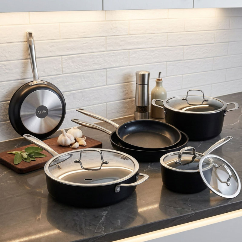 Batterie de cuisine en céramique antiadhésive 7 pièces Alva Maestro, Ensembles de 7 pièces
