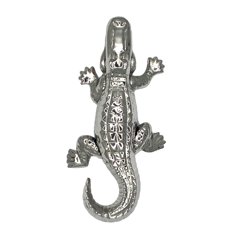 Heurtoir de porte en alligator, Argent nickel, 5,25 po x 2,5 po x 1 po