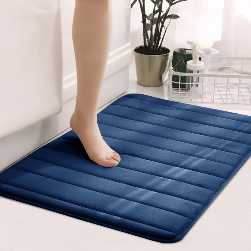 Nakiyha Rectangle Non-Slip Bath Mat, 50cmW x 80cmL, Navy