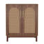 Buffet 59 po en rotin brun foncé et bois jaune (ensemble de 2)