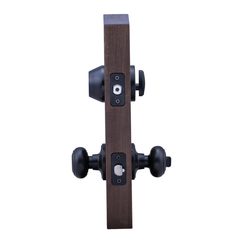 Colonial Knobs With Deadbolt Reversible Entry Set, Tuscan Bronze