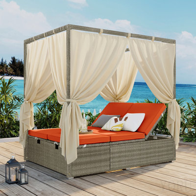 Adjustable Outdoor Sun Lounger With Canopy, Multi-Position Recline Removable Cushion – Patio, Garden Poolside Lounge Chair In 3 Colors