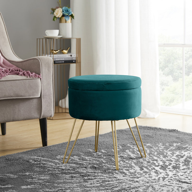 Wolfeboro Velvet Ottoman, Teal