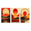 «Red Bold Sunset», 3 pièces sur toile-1680055424-1680055482