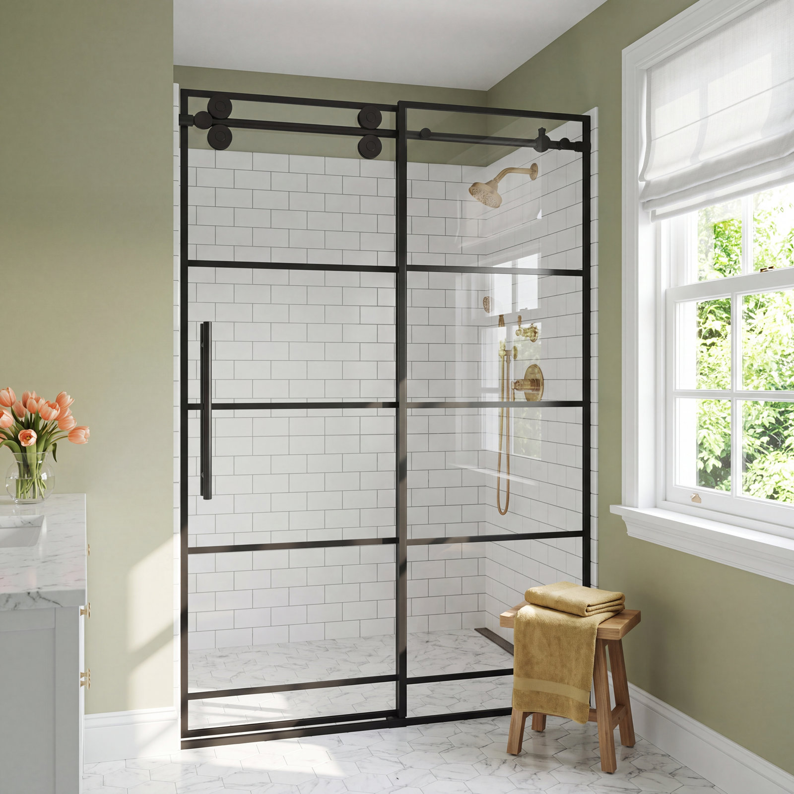 Elan 64" Frameless Sliding Shower Door