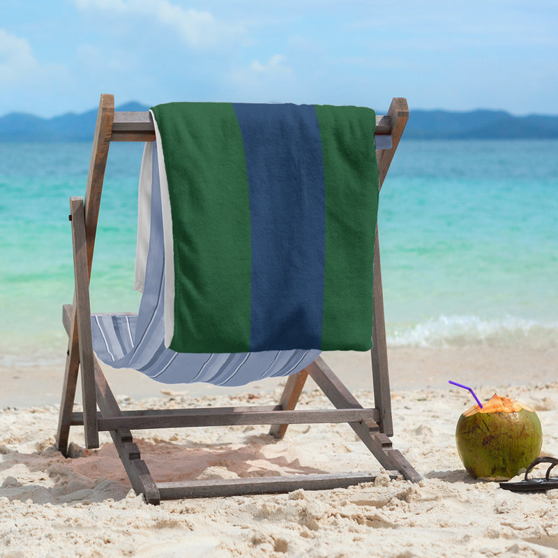 Lightweight Beach Towel, Green/Navy/Green