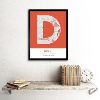Delhi City Map Delhi Orange - Single Picture Frame Typography