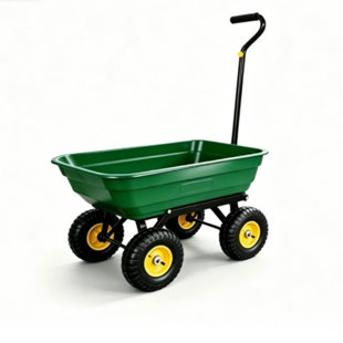 Heavy Duty Garden Dump Cart - 600lbs Load Capacity, 10" All-terrain Wheels, Quick-release System, Durable Poly Bed, 180° Rotating Handle, Yard Cart For Landscaping, Farm, And Outdoor Work