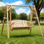 Banc de balançoire en bois 2 places, conception ergonomique, structure en «A», stable et antidérapant, balançoire de jardin en bois massif