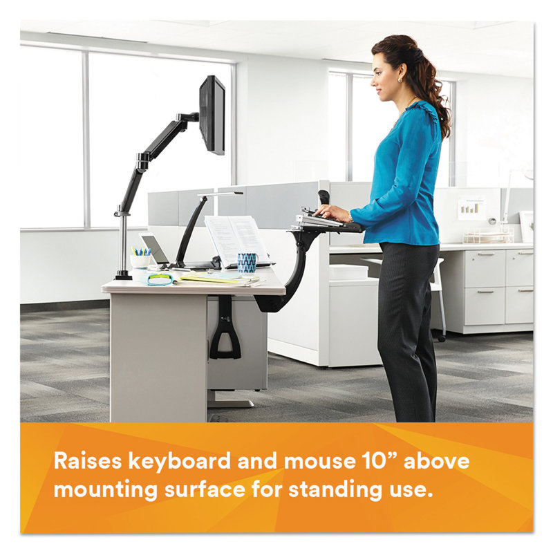Black Adjustable Sit/Stand Keyboard Tray with Gel Wrist Rest
