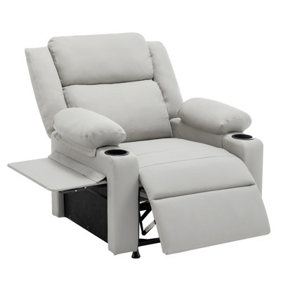 35" Wide Classic And Soft Overstuffed Power Standard Recliner With Cup Holder And Tray Table by Latitude Run