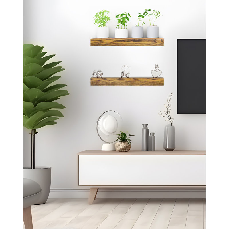 Tablette flottante 2 pièces Emerald Lee, Miel, H 3 po x l 28 po x P 6 po