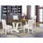 5-Piece Dinette Set Consists of a Distressed Jacobean Kitchen Table and 4 Cream Linen Fabric Padded Chairs with High Back - Wire Brushed Linen White-85692390-130066746-85692385