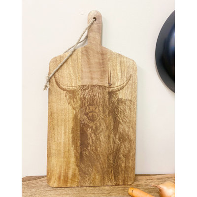 Wooden Chopping Board With Highland Cow Engraving 50Cm