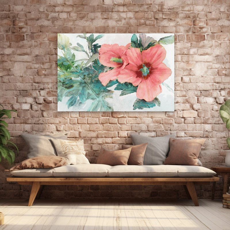 Plantes, fleurs, fleur tropique II, art mural, H 40 po x l 60 po