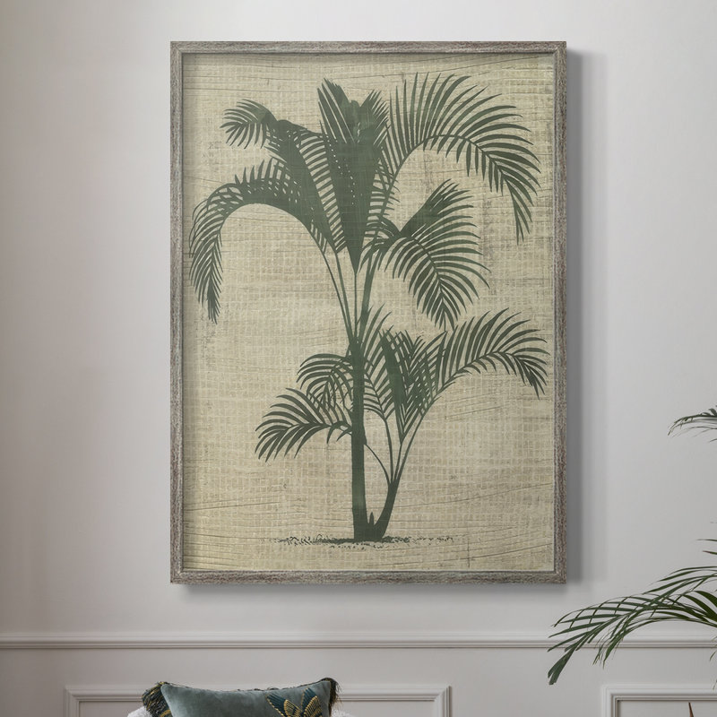 Impression encadrée de toile de jute palmier II - bois massif, H 15 po x l 12 po