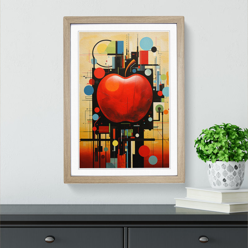 Apple Constructivism - Framed Print, Oak , 46cm H x 34cm W x 2cm D