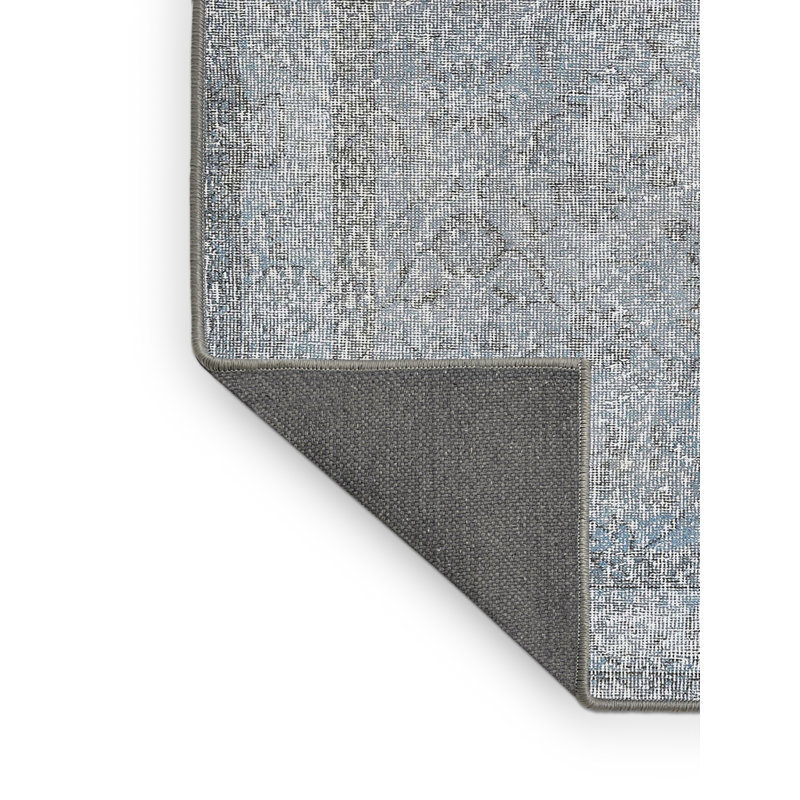 Tapis traditionnel gris et blanc, Rectangle 2 pi x 5 pi