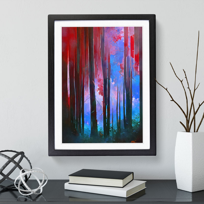 Unique Forest No.6 Abstract - Single Picture Frame Print, 64cm H x 46cm W x 2cm D, Black Framed