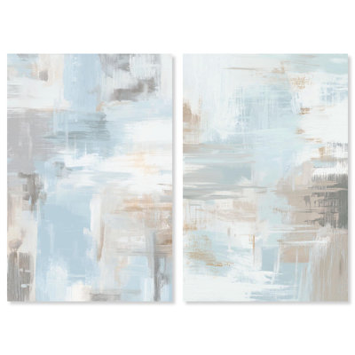 Hazy Coasts Canvas Print Boho Gold Wall Decor Set by Art Remedy, Black Frame, 10 x 15