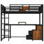 Lit mezzanine avec bureau et rangement, structure en métal, conception silencieuse, sans sommier, idéal pour les petits espaces
