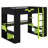 Contemporary Wood Loft Bed with USB/Type-C Ports, Power Outlet & RGB Lights-367035749