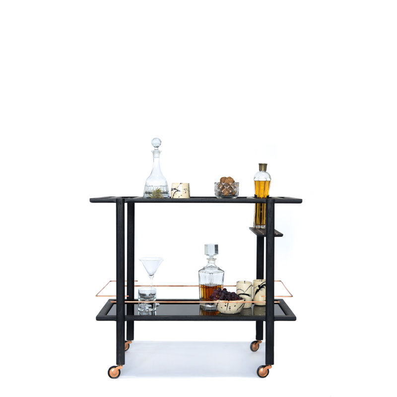 Bar Cart, Ebonized Oak/Copper