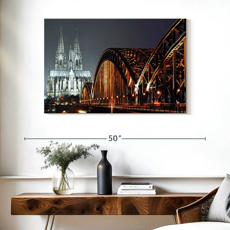 Pont vers la cathédrale de Cologne, H 26 po x l 39 po
