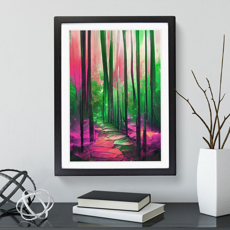 Forest Expressionism No.4 Abstract - Single Picture Frame Painting, Black, 64cm H x 46cm W x 2cm D