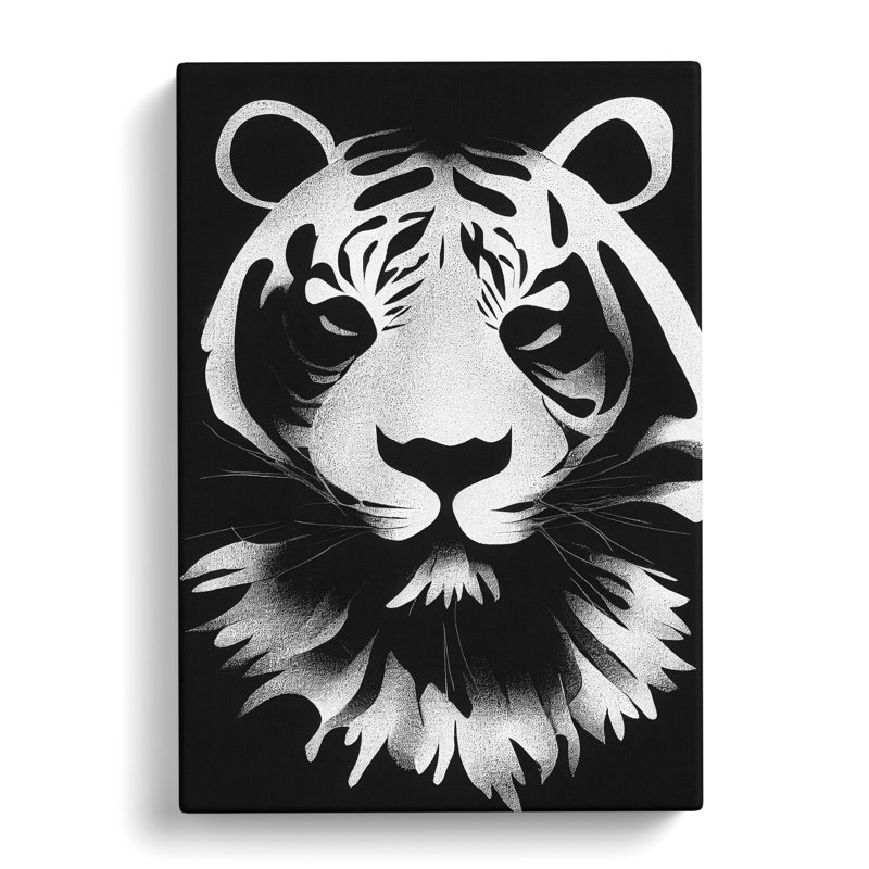 Monochrome Tiger No.1 - Wrapped Canvas, 76cm H x 50cm W x 3cm D