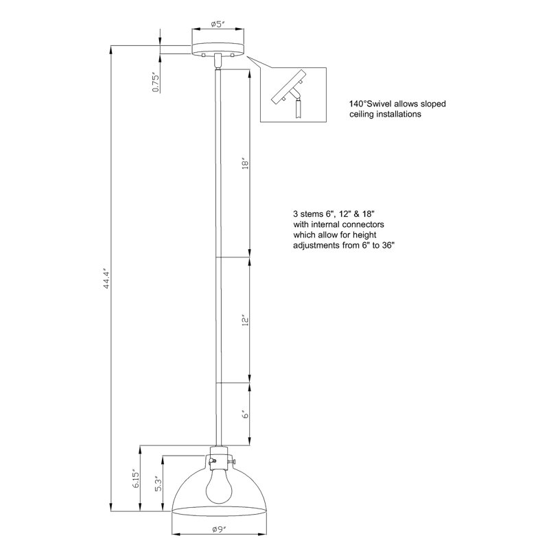 Luminaire suspendu en dome à 1 lumière
