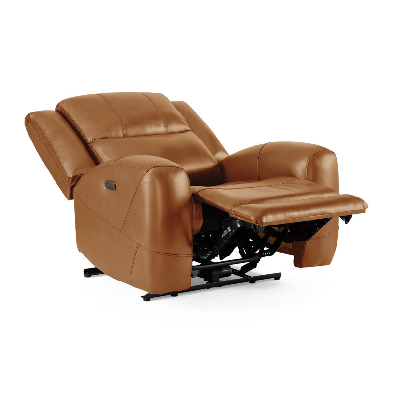 Fauteuil inclinable électrique en cuir Cynita, noyer cendré Silverado, Noyer cendré Silverado