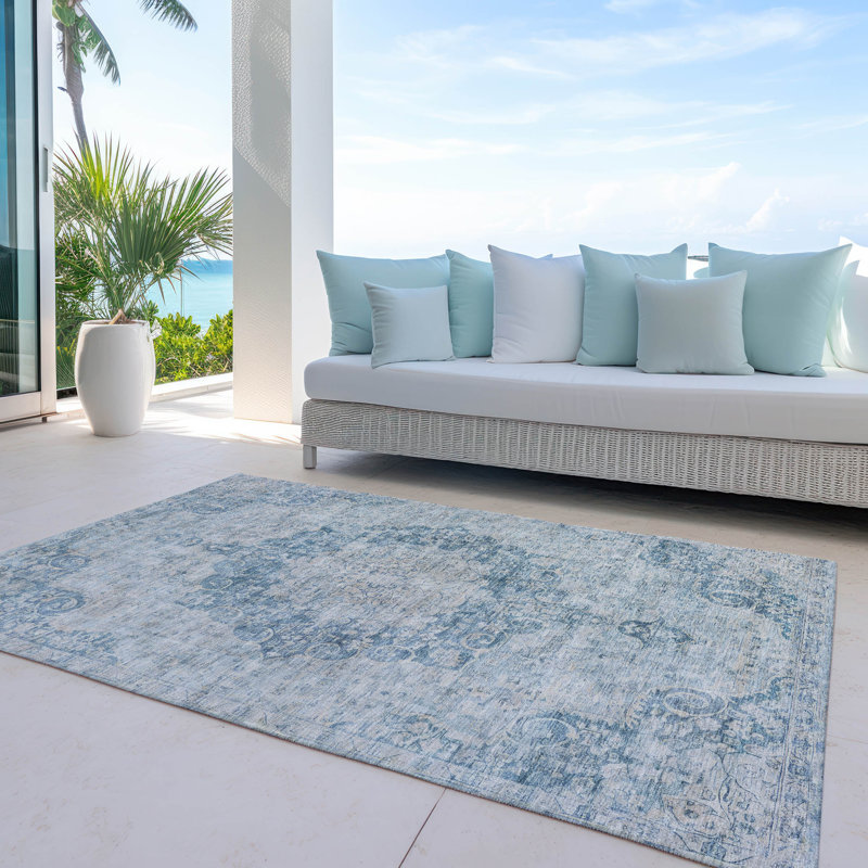 Tapis intérieur / extérieur bleu Arienne , 9 pi x 12 pi