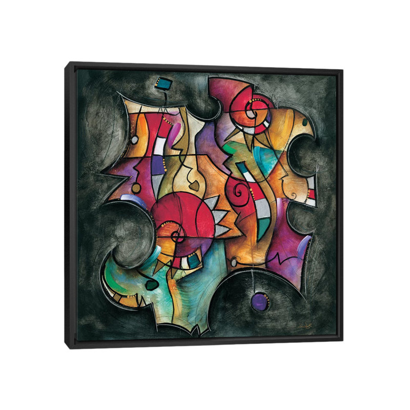 «Noir Duet II» par Eric Waugh, impression sur toile, H 18 po x l 18 po x P 1,5 po, Toile avec cadre flottant noir