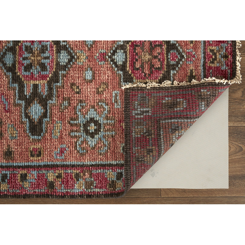 Piraj Wool Geometric Area Rug in Red, Rectangle 5'6" x 8'6"