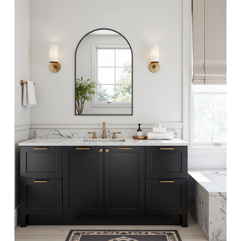 Lunara Arch Wall Mirror with Tempered Glass & Aluminum Alloy Framed for Accent/Vanity/Bathroom, 30" x 20"
