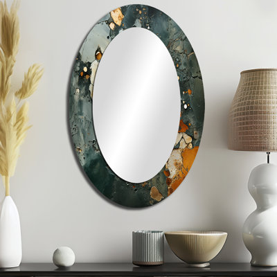 Miroir mural ovale doré et vert Terrazzo Marble Elegance IV