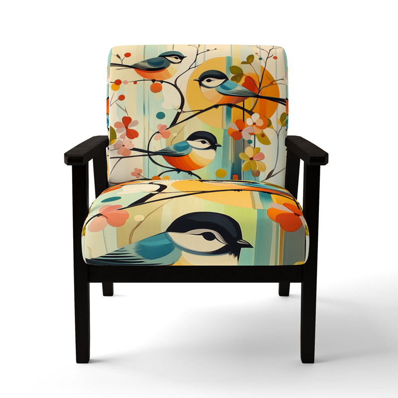 Chaise d'appoint Bird, Accoudoirs carrés noirs