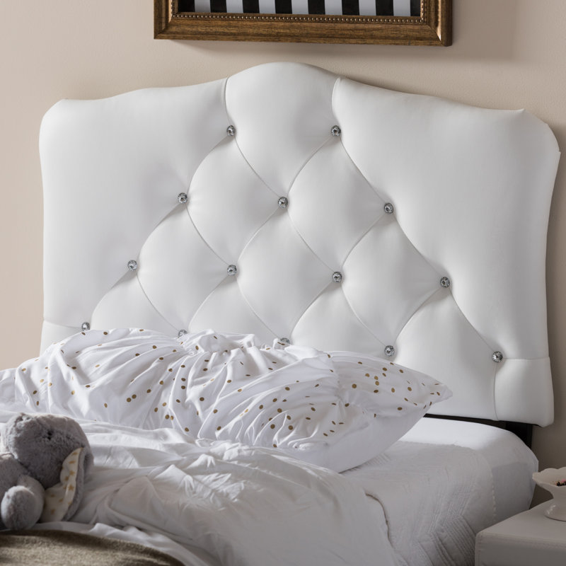 Michelly Upholstered Faux Leather Panel Headboard, White