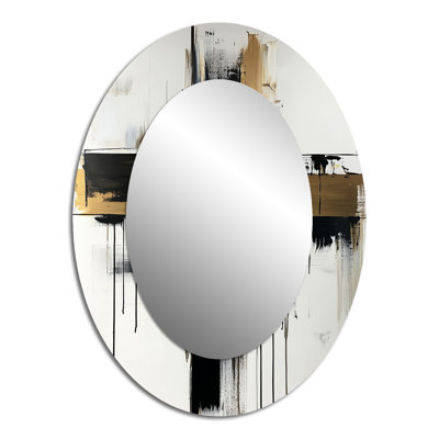 Minimalism Dream Christianity Cross III - Spiritual Oval Decorative Mirror On Metal