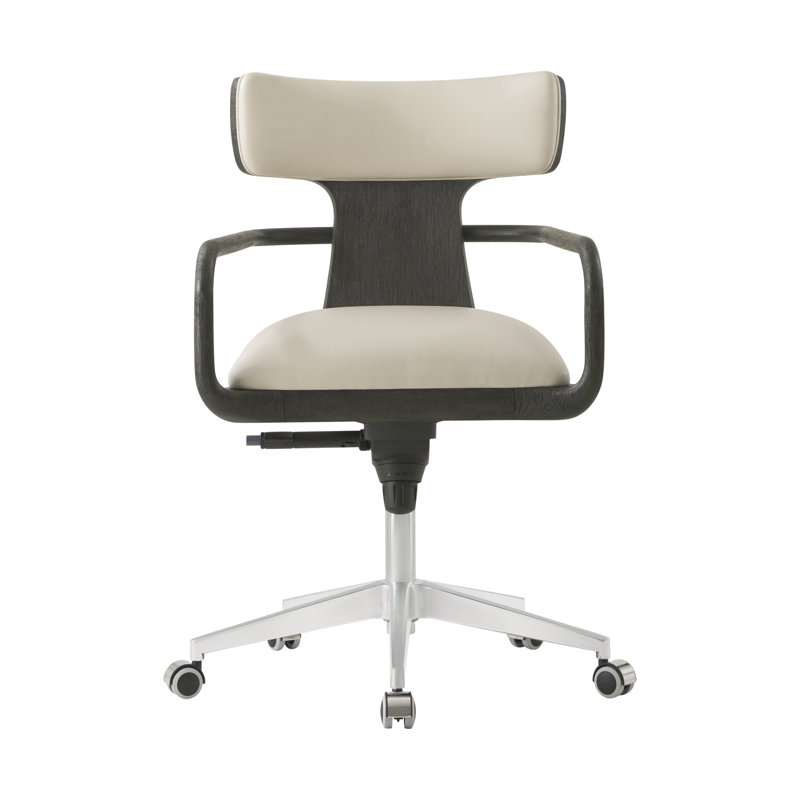 Repose Leather Swivel Task Chair, Charcoal Oak