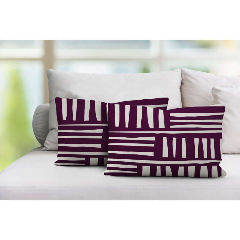 Coussin lombaire intérieur / extérieur Pereto Abstract Lines, Mauve