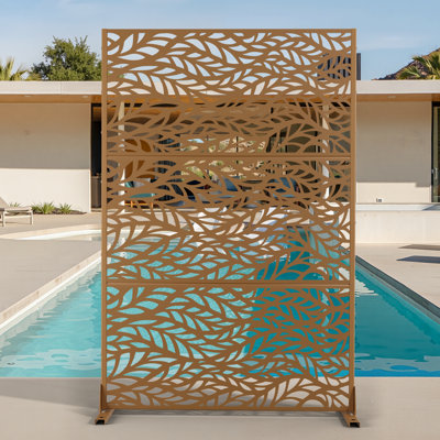 Écran d'intimité en métal - Paravent extérieur autoportant avec support, conception à ressort, idéal pour cacher les poubelles, les patios, les balcons, les unités de climatisation de jardin - Motif carré, H 72 po x l 47 po