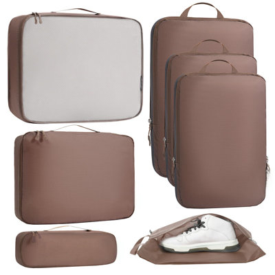 Ultralight Packing Cubes 7 Set, 3 Compression Packing Cubes 3 Packing Organizers With 1 Shoe Bag