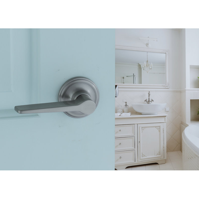 Faux levier de porte résidentiel de style moderne Mid-Century, Acier inoxydable satiné
