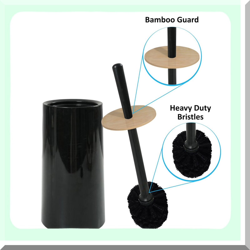 EcoClean Black Plastic Bowl Brush with Holder