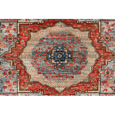 Tapis oriental bleu / rouge / ivoire en laine noué à la main Aryana