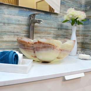 Lavabo de salle de bain à vasque circulaire en pierre d'onyx