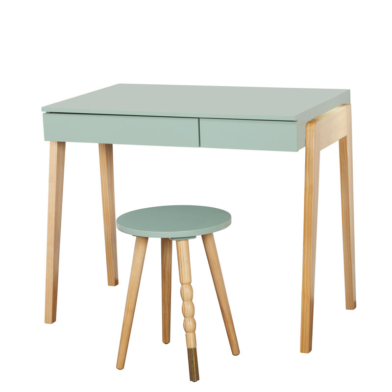 Ensemble de bureau et tabouret Abduh, Menthe